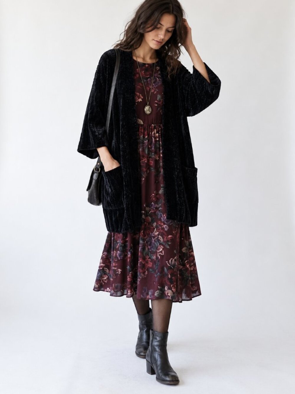 Anthropologie Moth Black Chenille Oversized Cardigan Sweater S